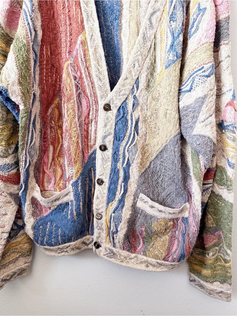COOGI 90’s Vintage Multicolor Cable-Knit Colorful Cardigan